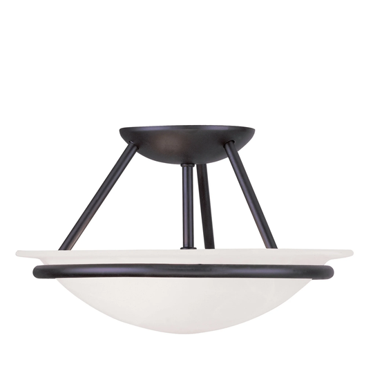 Livex Lighting Newburgh Black/White Stainless Steel/Alabaster Glass Ceiling Mount