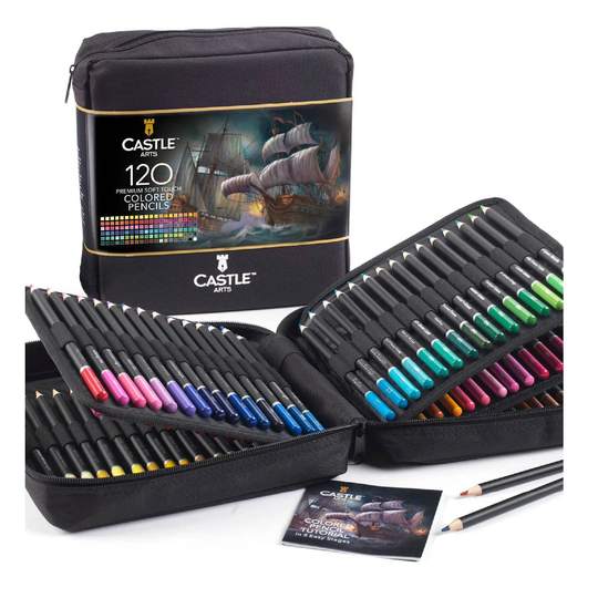 Castle Art Supplies 120 Colored Pencils Zipper Case Set | Quality Soft Core Leads For Adult Artists