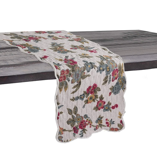 Cozy Line Colorful Floral Quilted Linen Table Runner