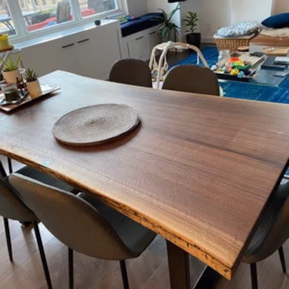 Dining Table, Kitchen Live Edge Walnut Table