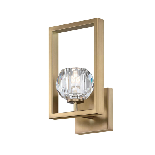 Westinghouse Lighting Zoa One Light LED Indoor Wall Fixture, Brushed Brass Finish, Crystal Glass - 1-Light