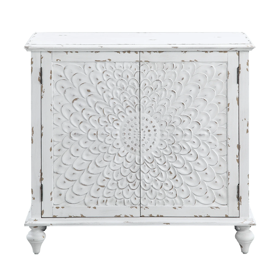 36" Console Table in Antique White Finish