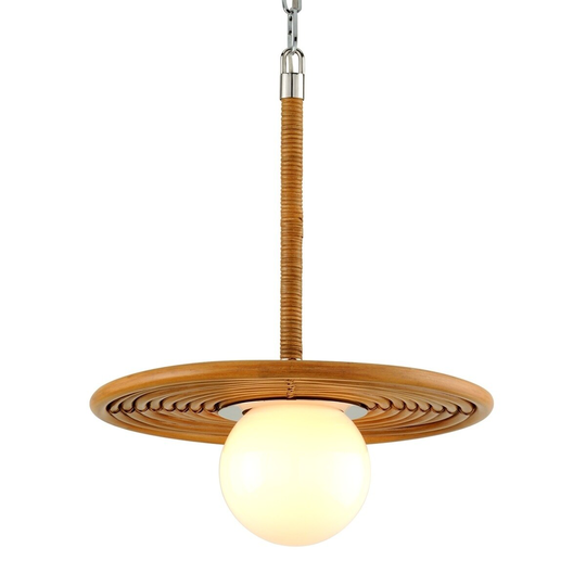 Hula Hoop by Martyn Lawrence Bullard 1-Light Stainless Steel Hand Woven Wicker Pendant