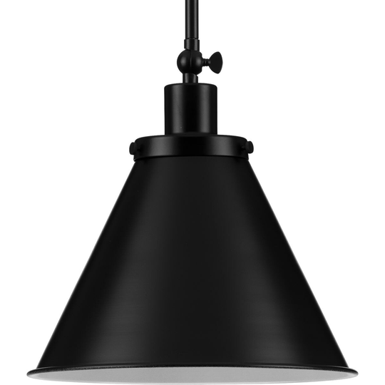 Hinton Collection One-Light Matte Black Vintage Style Hanging Pendant Light - 12.25 in x 12.25 in x 12.75 in