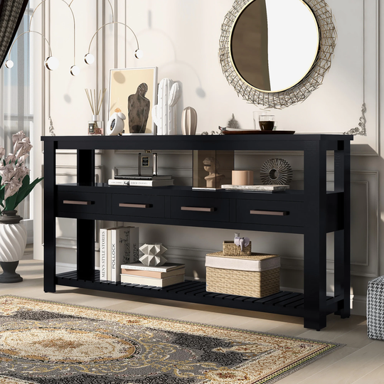 Console Table Sofa Table for Living Room with 4 Drawers and