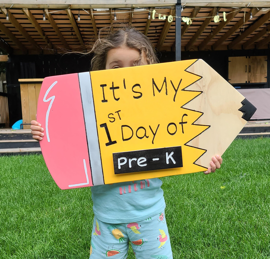 Personalized Pencil Sign, Back To School First Day Of Hand Painted
