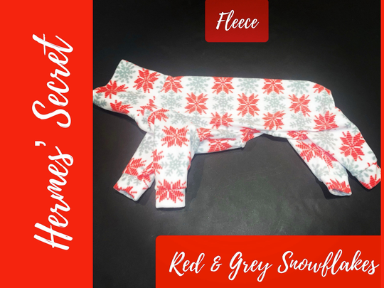 Hermes' Secret Red & Grey Snowflakes Fleece Jammies