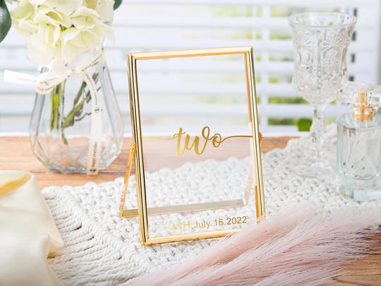 Personalized Acrylic Table Number With Gold Frame, Frame Number, Wedding Chart, Boho Wedding, Edding Sign With Names, Card & Gift