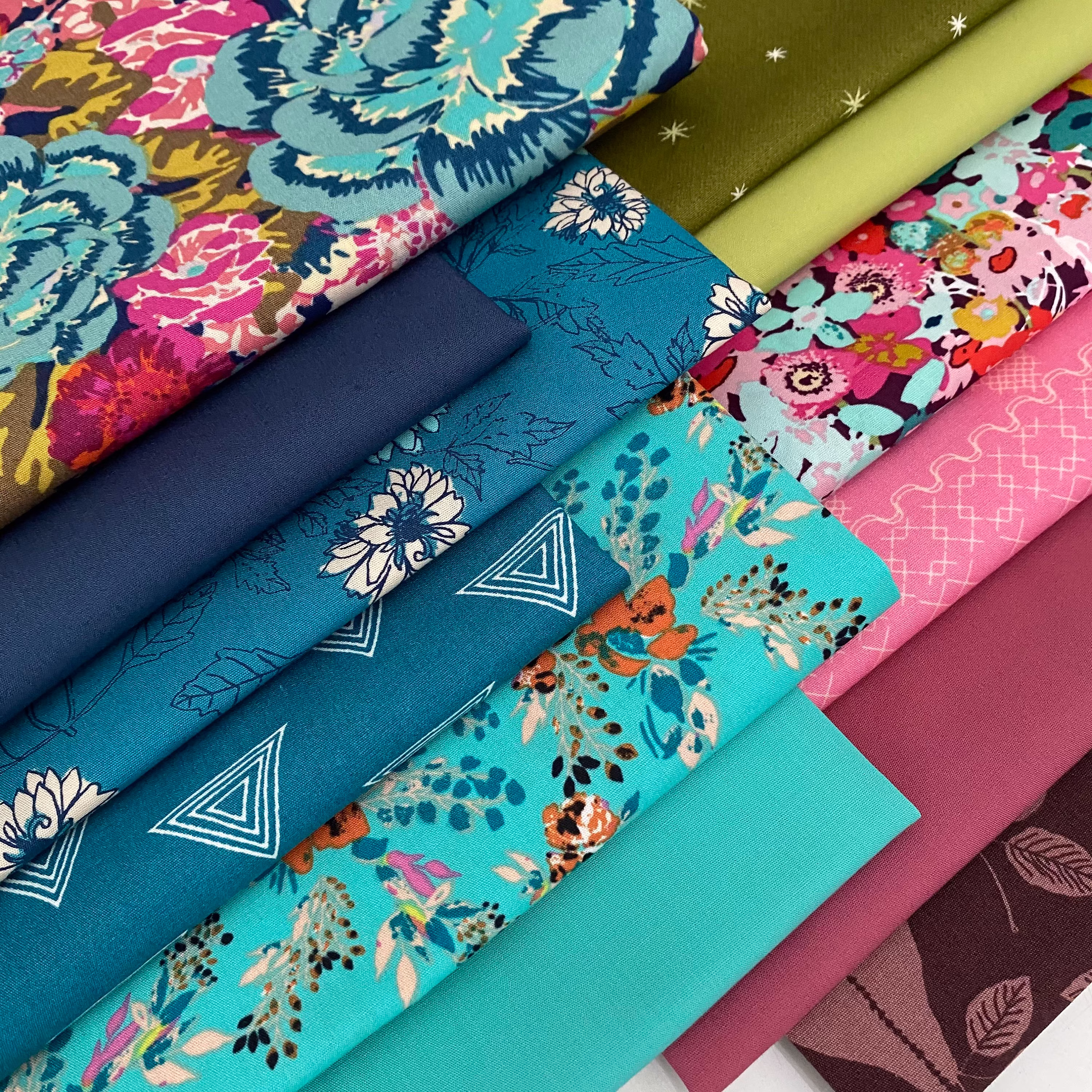 All The Colors Curated Bundle | Green Blue Pink Floral Quilt Rich Gemstone Various Art Gallery Designers