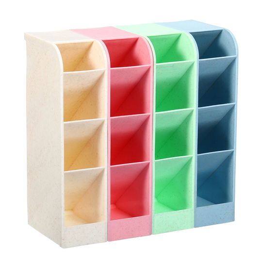 4pcs Pen Holder, Desk Organizer 4 Slots Pencil Stationery Storage Box Multicolor