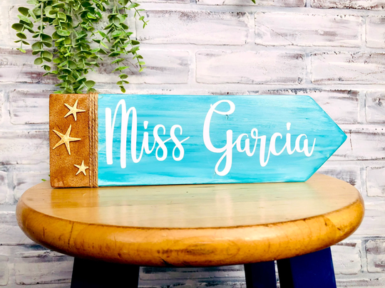 Beach Sign, Personalized Desk Name, New Teacher Gift, End Of Year Pencil Decoration Gift Ideas