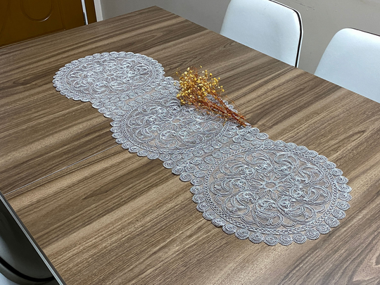 White, Gray, French Lace Table Runner, Vintage Style Runner For Wedding Table, Decoration, Organizations