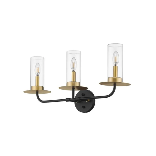 Vivio Lighting 3-Bulb Aura Vanity Light Matte Black/Matte Gold - Black