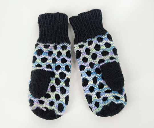 Wool Vintage Mittens in Pastel Colors, Colorful Knitted
