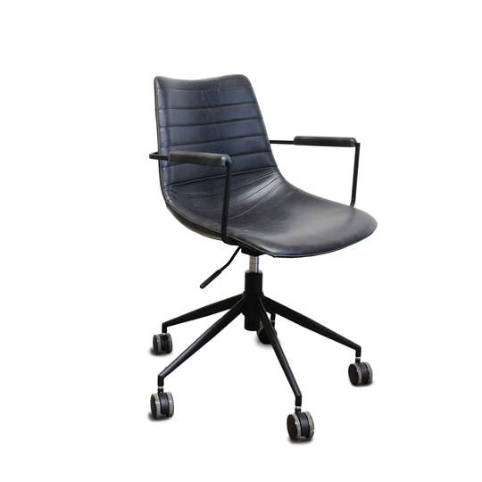 Toby office chair, Black PU leather - 25"L x 25"W x 31.5"H