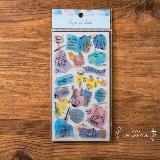 Kamio Japan - Layered Sticker Series Music | 2 Pcs Clear + Regular Stickers