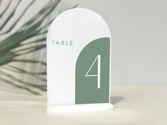 White Acrylic Arch Table Number | Wedding Art Deco Boho Unique Reserved Seating Tn7