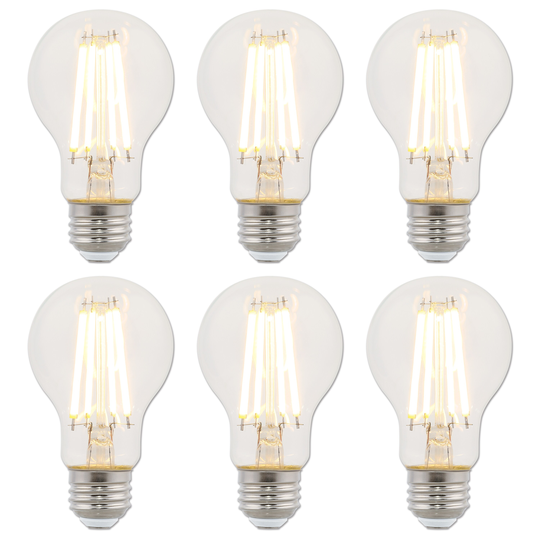 Westinghouse Lighting 8-Watt (75-Watt Equivalent) Clear A19 Dimmable Filament LED Light Bulb, Medium Base, 6 Pack - 6-Pack