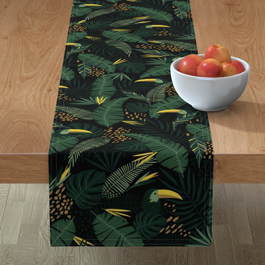 Tropical Palms Table Runner - Hawaiian Palm Leaves By Presuttidesign Bstract Wallpaper Cotton Sateen Spoonflower