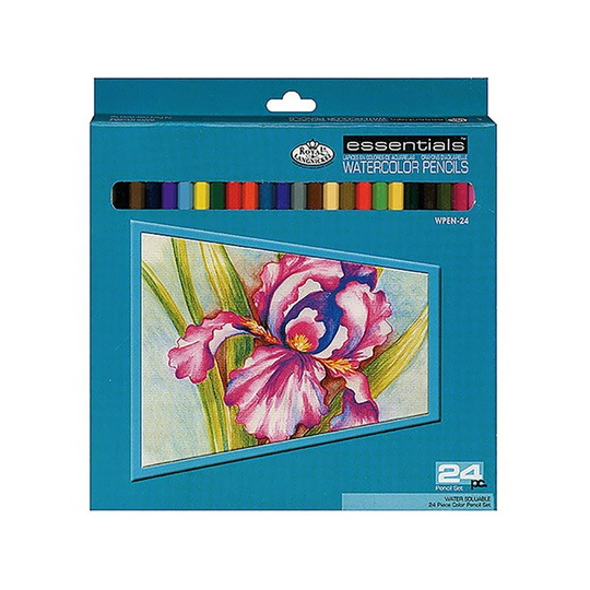 Royal & Langnickel Essentials Watercolor Pencils - 24 Assorted, Coloring, Smooth, Blendable, Colored