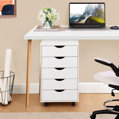 16" Wide 5 Drawer Office Storage File Cabinet, Under Desk Storage File Cabinets For Home Office