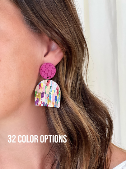 Colorful Summer Leather Earrings, Post Back Trendy Cork Dangle Drop 2022 Boho Funky Bohemian Earrings