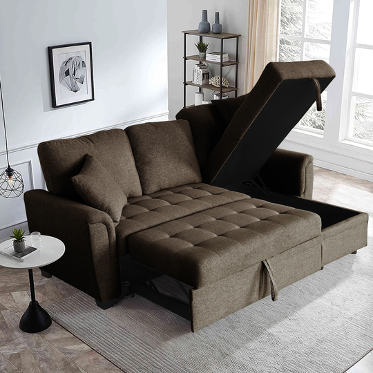 Storage Full-size Sofa Bed Sectional Sofa Reversible Chaise with Pull-out Sleeper