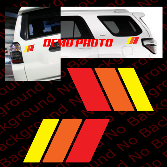 Many Sizes & Custom Colors - New 3-Color Retro Racing Stripes Rainbow Vinyl Die Cut Decal Fits 4Runner Tacoma Tundra Off Road Sports Ty009