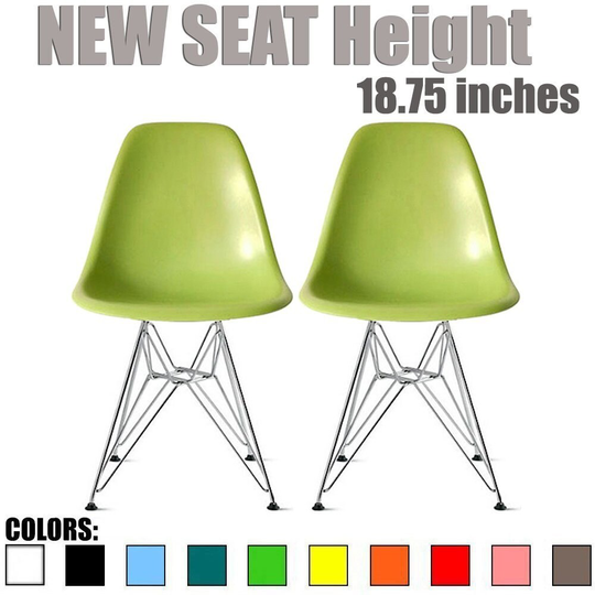 2xhome Set of 2 Green Designer Plastic Chair No Arms Armless For Kitchen Dining Room Living Bedroom Desk Work Home Office
