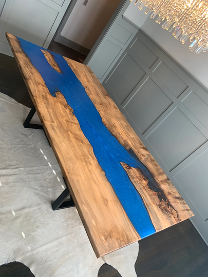 Ambrosia Maple Epoxy Resin Dining Table