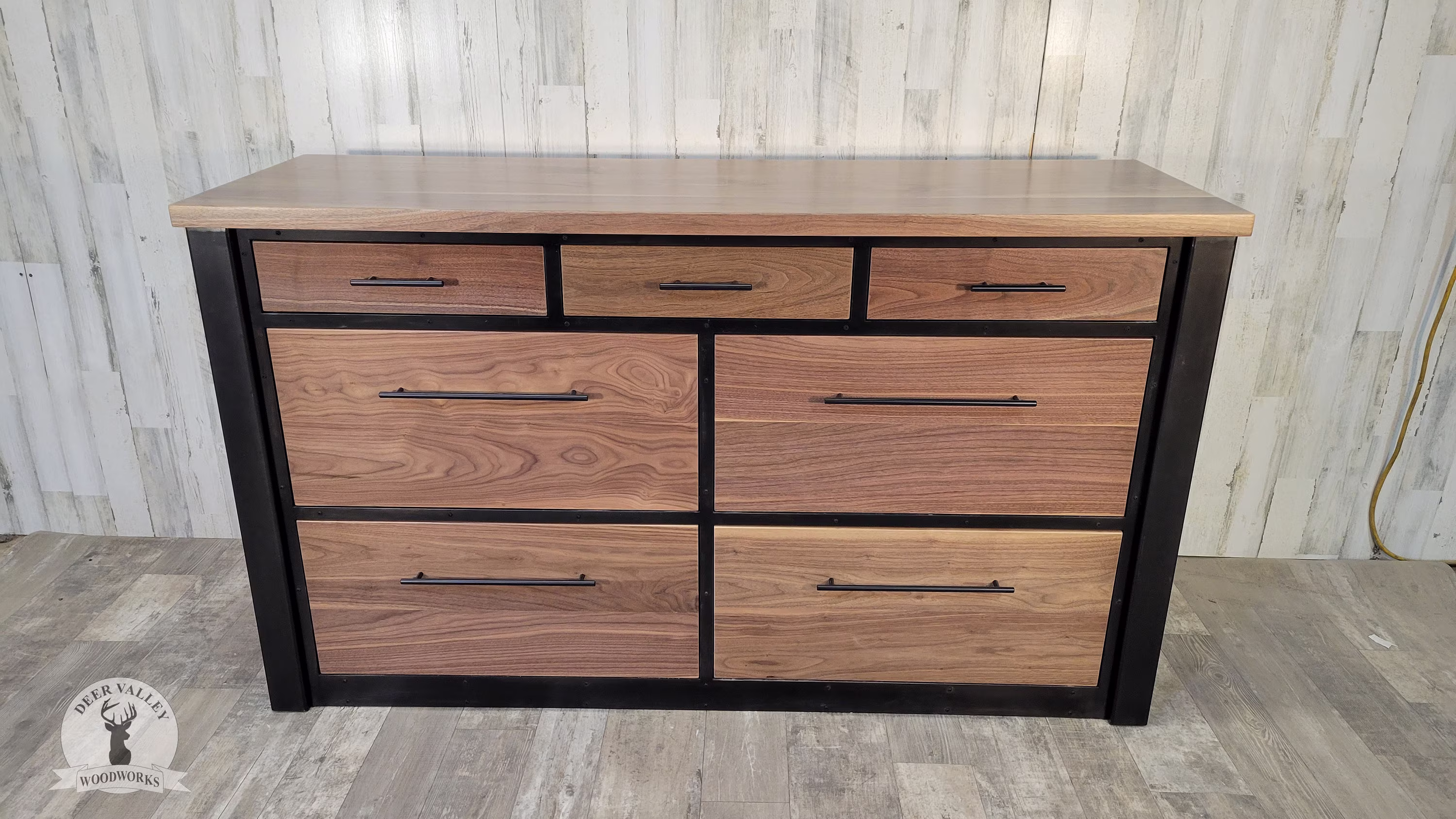 Office Credenza, Walnut Printer Stand, File Cabinet, Solid Wood Credenza With Drawers, Home Office Storage Cabinet