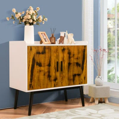 Sideboard Buffet Storage Cabinet With 2 Door And Metal Legs