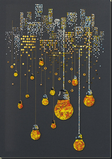 Diy Bead Embroidery Kit On Art Canvas "City" Size 11.4"×16.1" | 29×41 cm, Gift | Abris