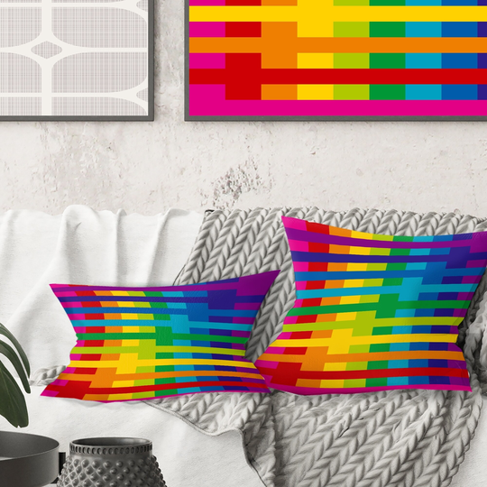 Designart 'Rainbow colors simple geometric pattern.' Mid-Century Modern Throw Pillow