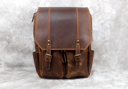 Personalized Leather Backpack, Full Grain Rucksack, Travel School Office Bag, Laptop Best Gift