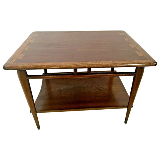 Mid Century Modern Lane Side Table Dark Walnut Nightstand With Bottom Shelf