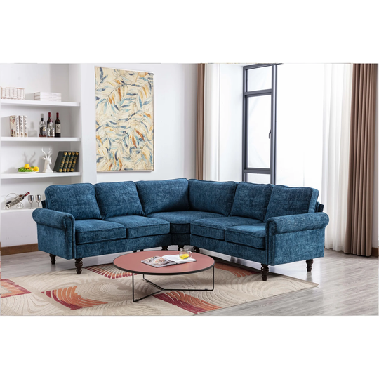 Sectional Sofa, Modern Living Room Sofa, L- Shaped Sofa Couch, Navy