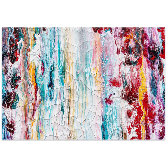 Jamie Anton 'Cracks 1' 32in x 22in Abstract Wall Art on Plexiglass - Multi-Color