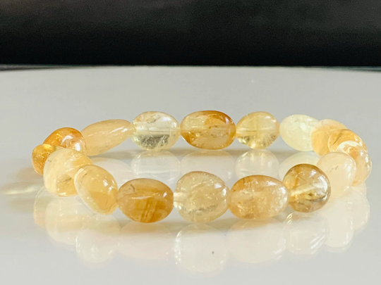 Citrine Bracelet, Natural Stretch 8mm-10mm Nugget Shaped Gemstones, November Birthstone, Crystal