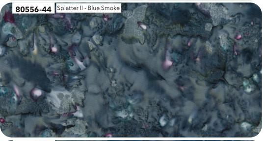 Color Me Banyan Splatter Ii By Batiks Studio - Blue Smoke 80556-44 Indonesian Artisans Hand-Painted 100% Cotton Northcott