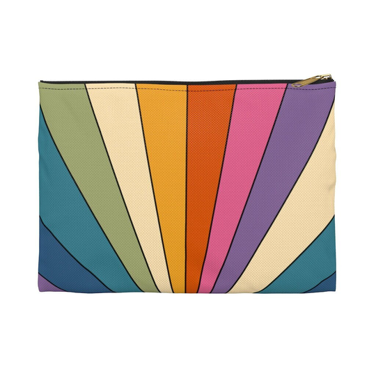 Retro Rainbow Accessory Pouch, Zipper Pencil Case, Coin Purse