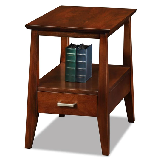 Leick Home 10406 Delton One Drawer Narrow Side Table with Shelf, Sienna