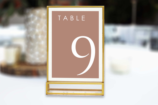 Wedding Table Sign With Gold Stand Numbers Trim Acrylic Number Gtn-9