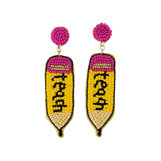 Teach Pencil Earrings Teacher