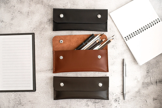 Leather Pencil Case, Travel Paint Brush Storage, Custom Tool Organizer, Personalized Gift For Artist, Engraved Pen Pouch, Makeup Holder