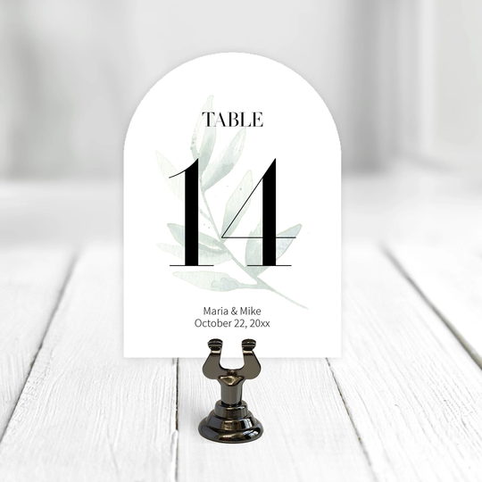 Arch Greenery Personalized Wedding Table Numbers, 5x7 Double Sided Number Signs, Cards