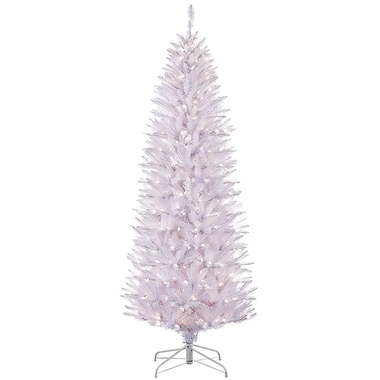 Puleo International 7.5 ft White Pencil Fraser Fir Christmas Tree