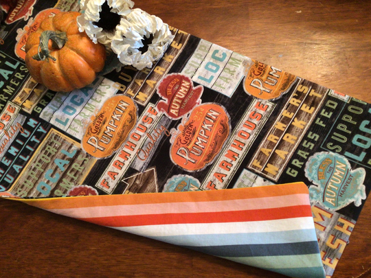 Fall Table Runner Pumpkin Farmhouse Thanksgiving Tablerunner Fall Produce Farm Fresh Runnerautumn Plaid