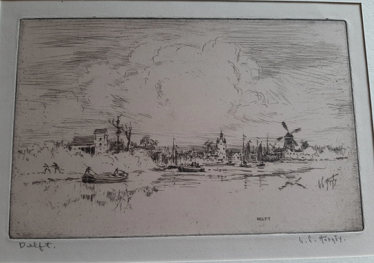Lester George Hornby | American 1882-1956 "Delft" Netherlands, Etching, 1908, Edition 81 Prints, Signed in Pencil. | Free Shipping