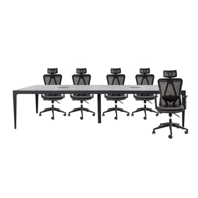 Conference Meeting Table With Office Chairs For 10 Persons (black)